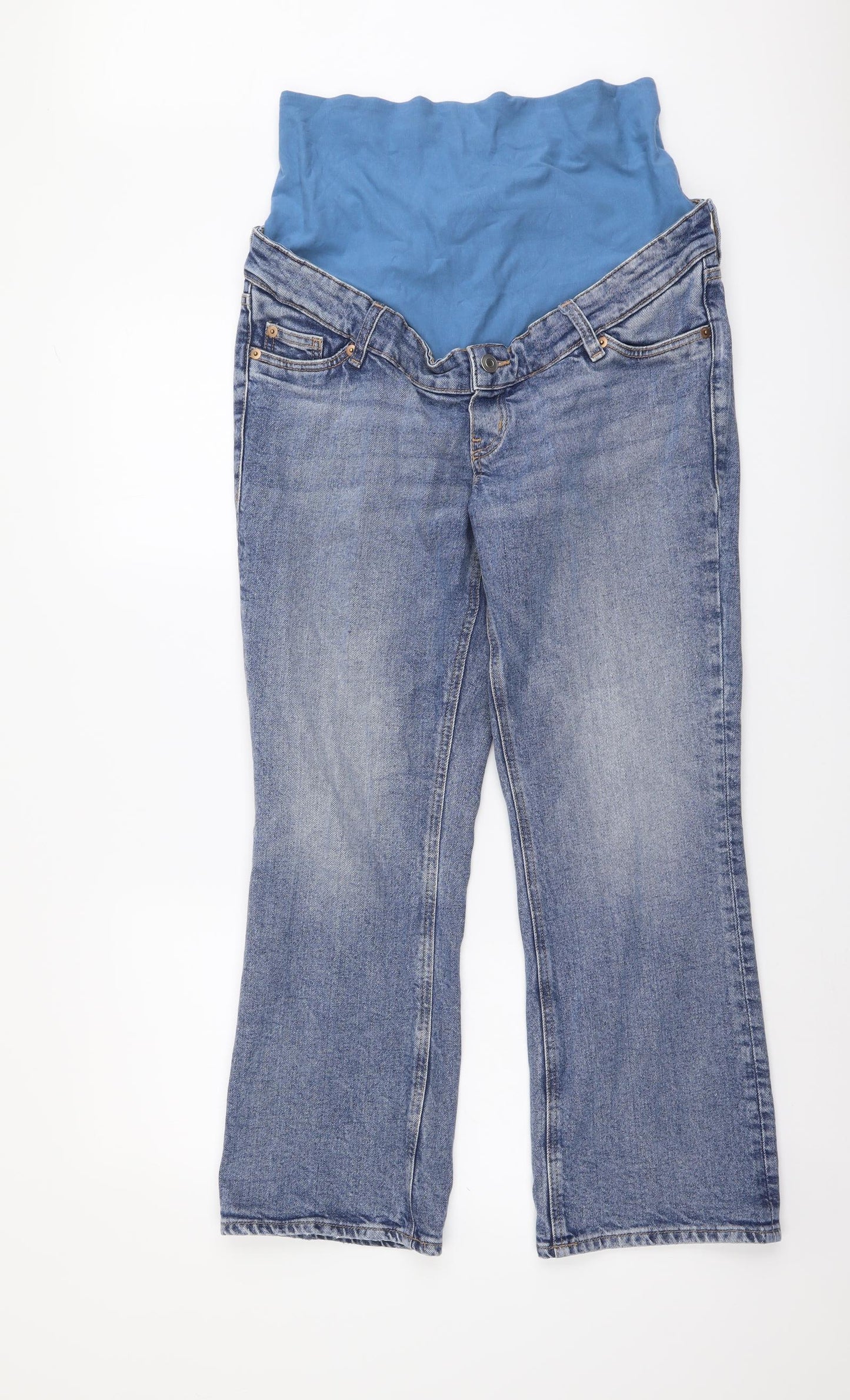 H&M Womens Blue Cotton Bootcut Jeans Size M L27 in Regular Button
