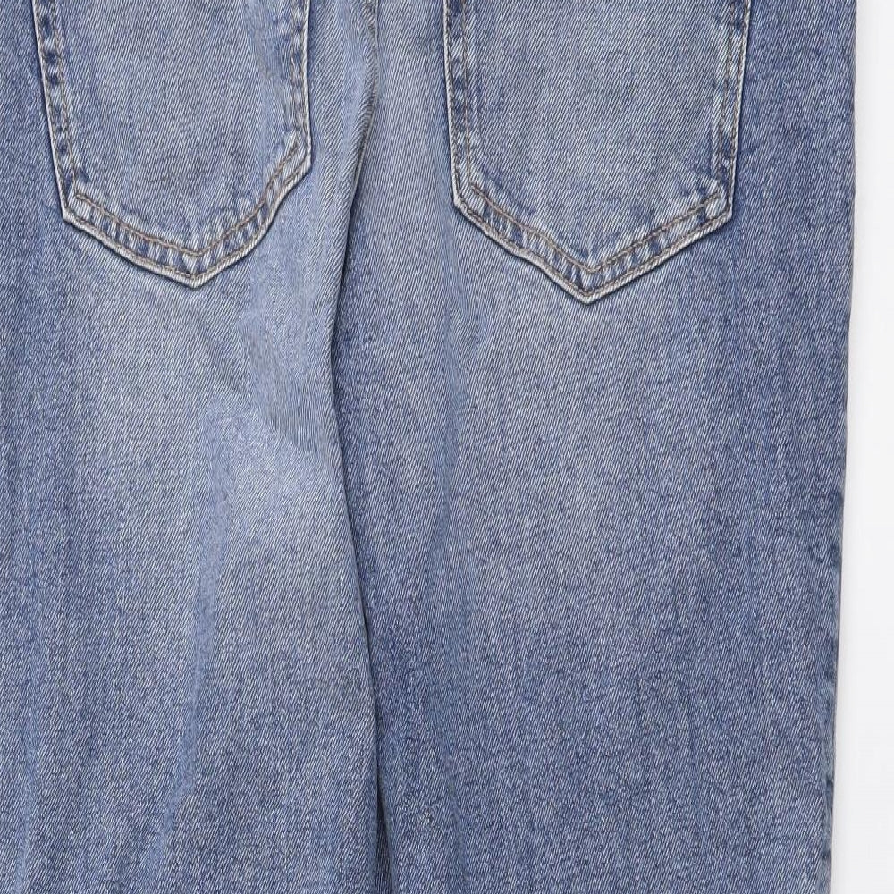 H&M Womens Blue Cotton Bootcut Jeans Size M L27 in Regular Button