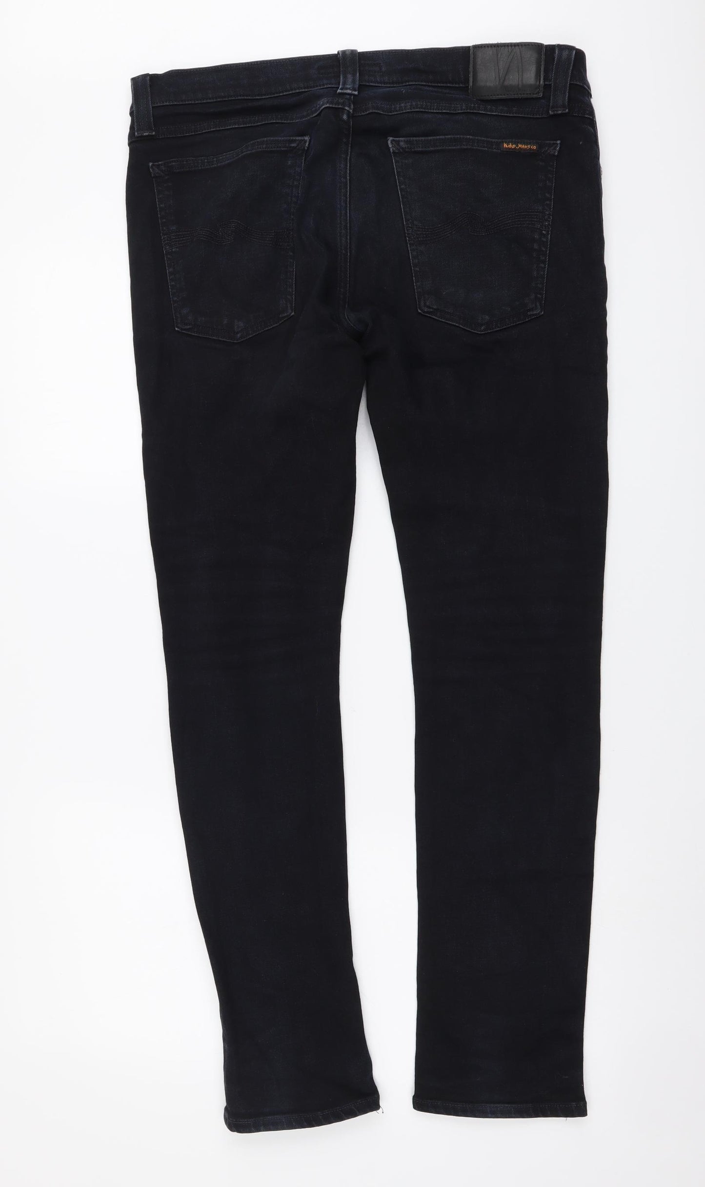 Nudie Jeans Mens Blue Cotton Straight Jeans Size 34 in L32 in Regular Button
