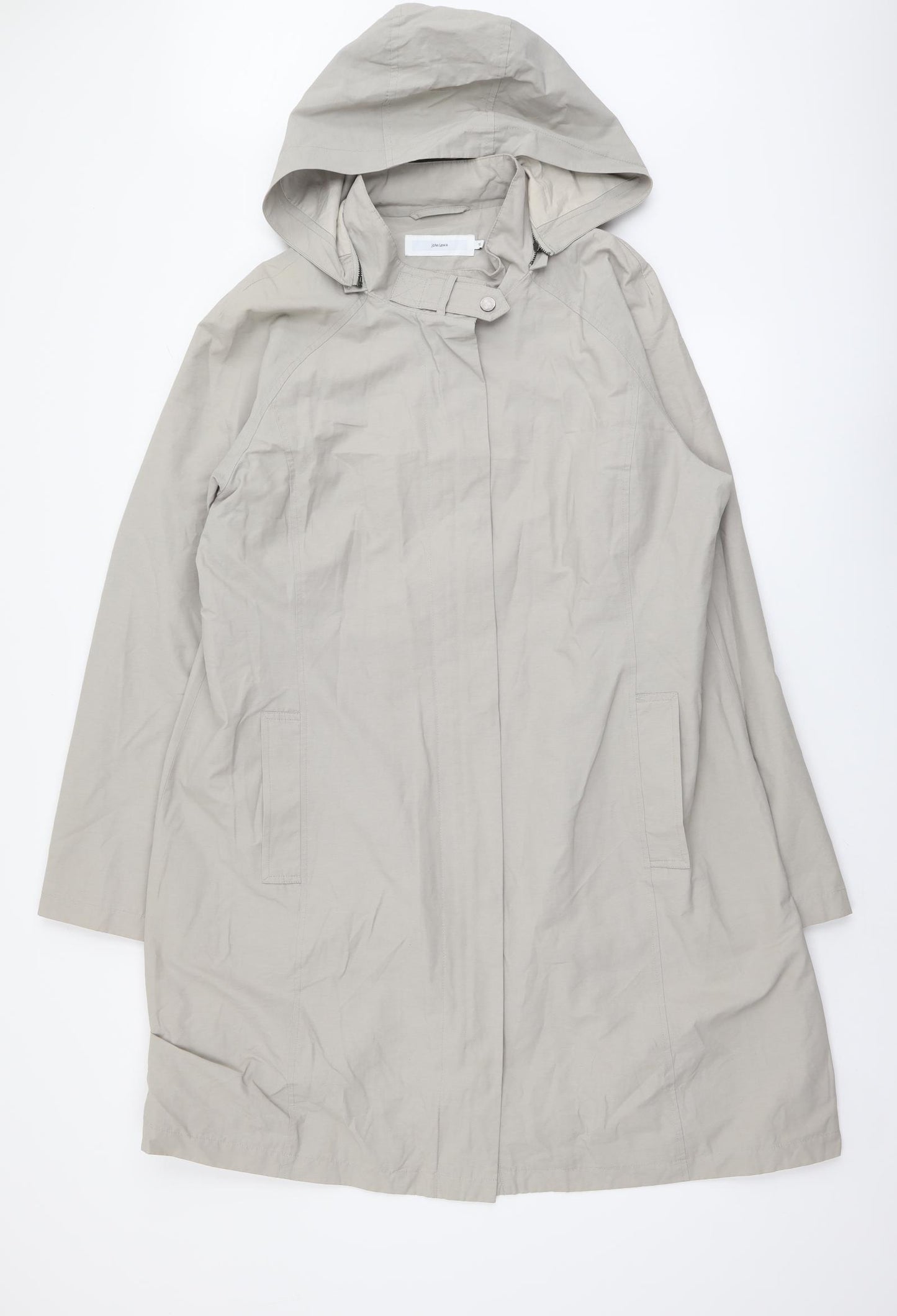John Lewis Womens Beige Rain Coat Coat Size 18 Zip