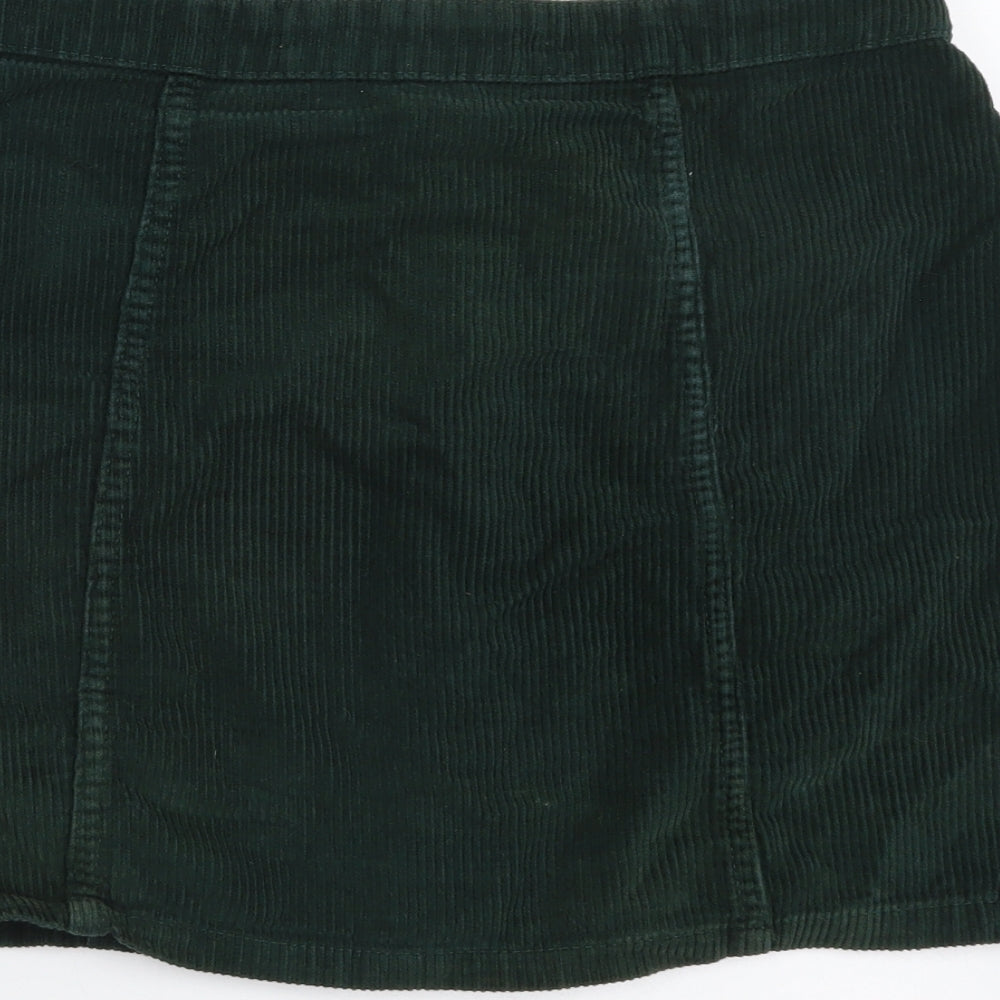 Denim & Co. Womens Green Cotton Mini Skirt Size 10 Button