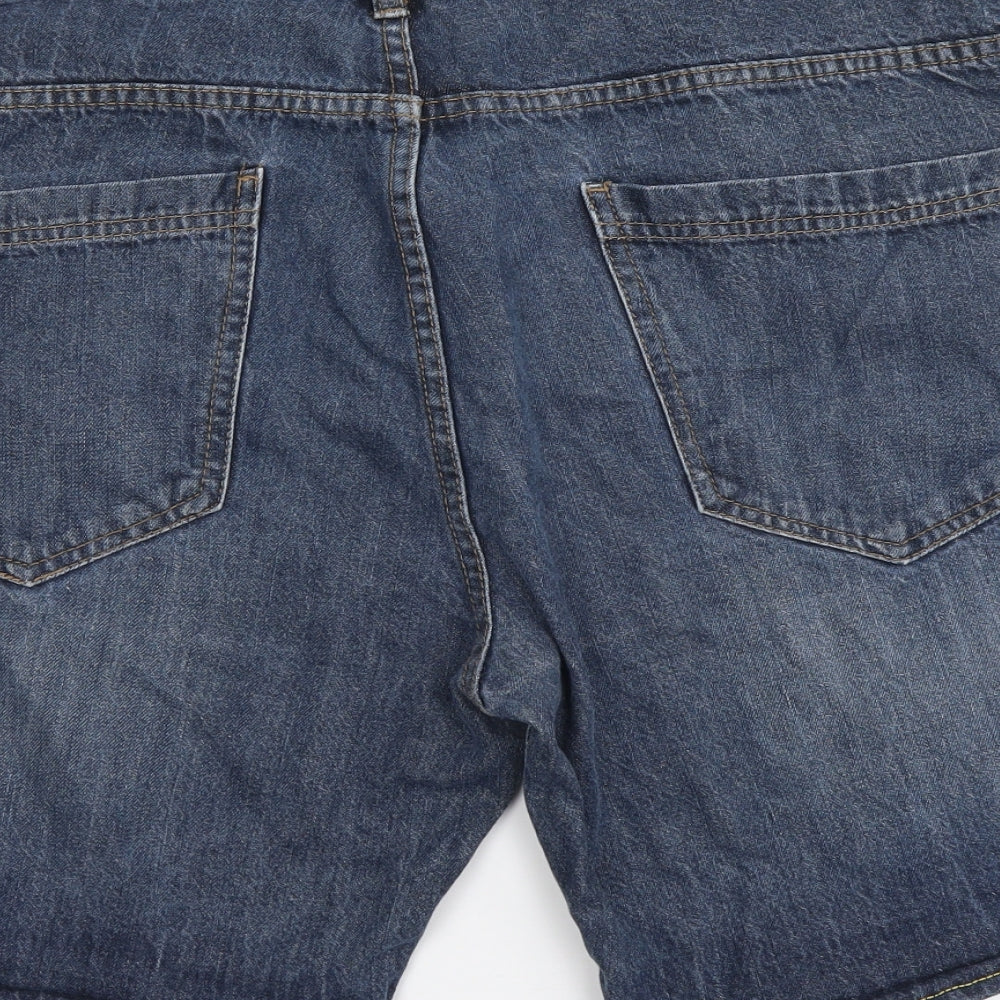 Brave Soul Mens Blue Cotton Bermuda Shorts Size L L8 in Regular Button