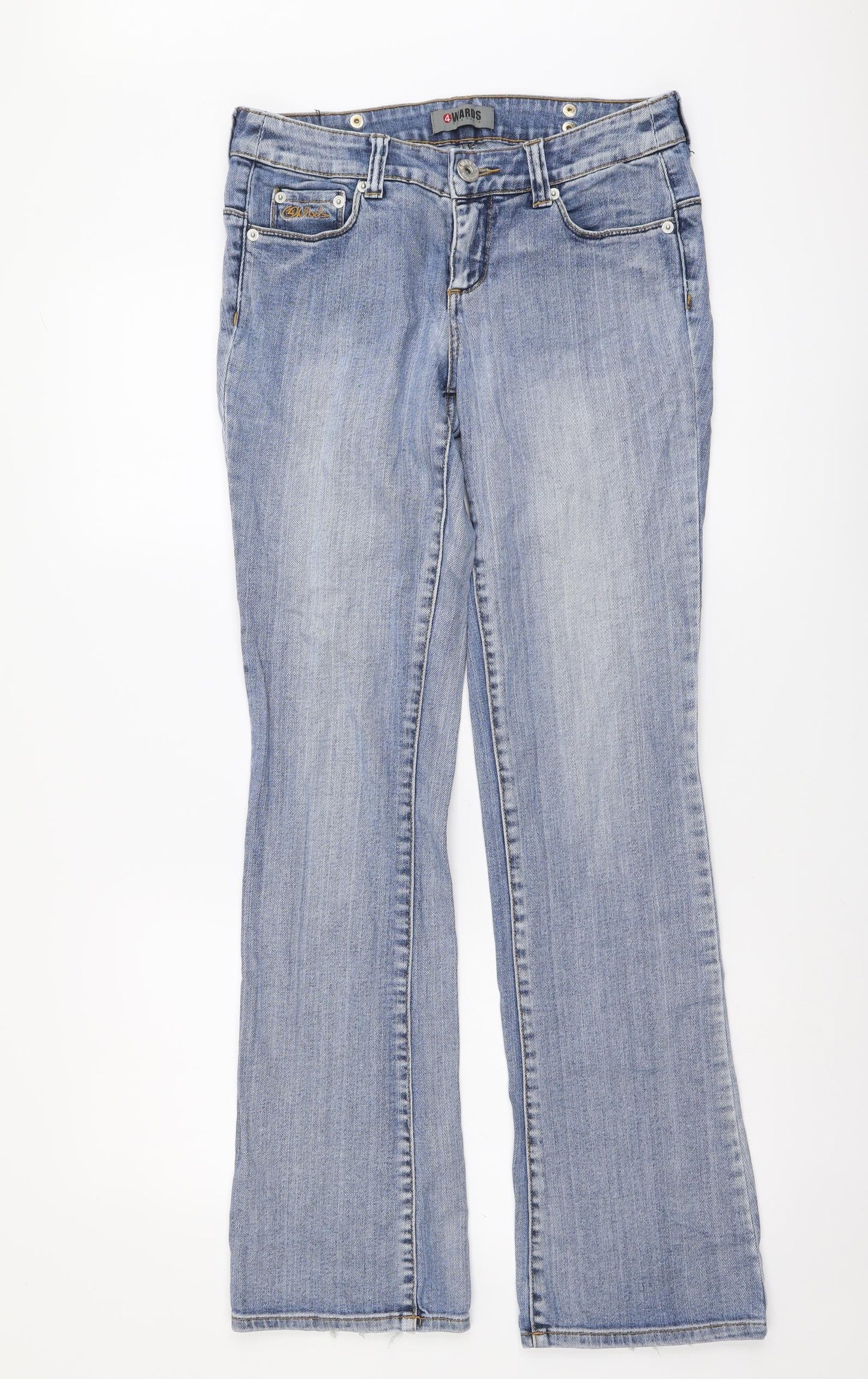 Wards Womens Blue Cotton Bootcut Jeans Size 28 in L32 in Regular Button
