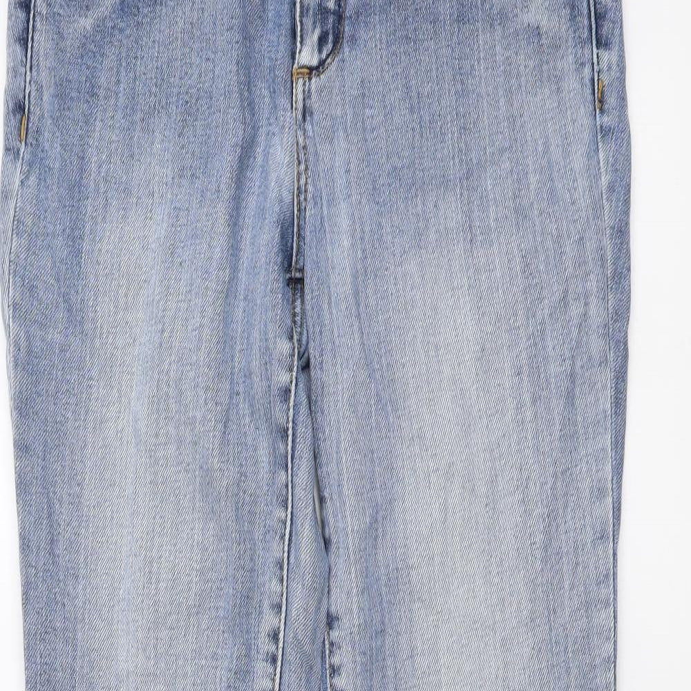 Wards Womens Blue Cotton Bootcut Jeans Size 28 in L32 in Regular Button