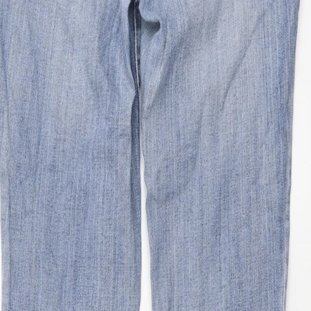 Wards Womens Blue Cotton Bootcut Jeans Size 28 in L32 in Regular Button