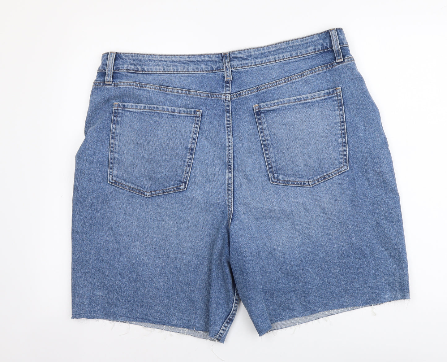 Marks and Spencer Womens Blue Cotton Cut-Off Shorts Size 20 L8 in Regular Button