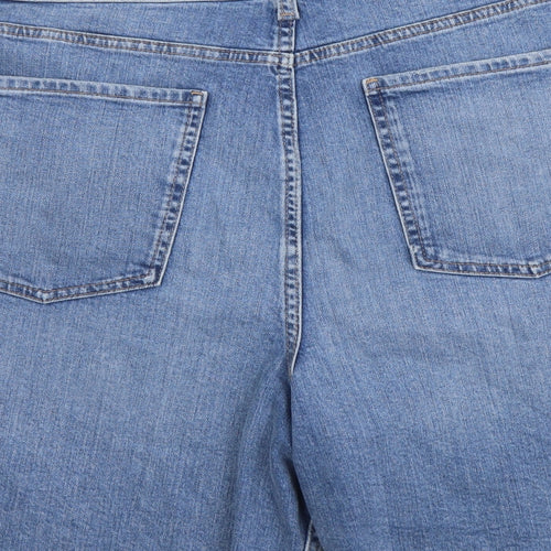 Marks and Spencer Womens Blue Cotton Cut-Off Shorts Size 20 L8 in Regular Button