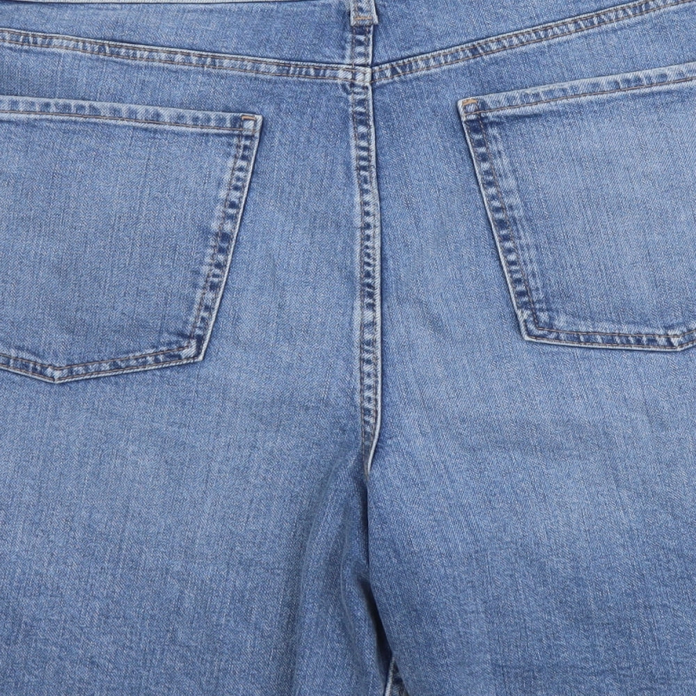 Marks and Spencer Womens Blue Cotton Cut-Off Shorts Size 20 L8 in Regular Button