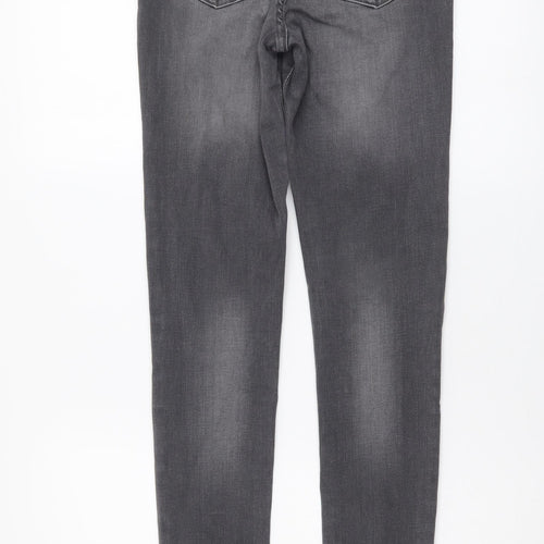 F&F Womens Grey Cotton Skinny Jeans Size 8 L30 in Regular Button