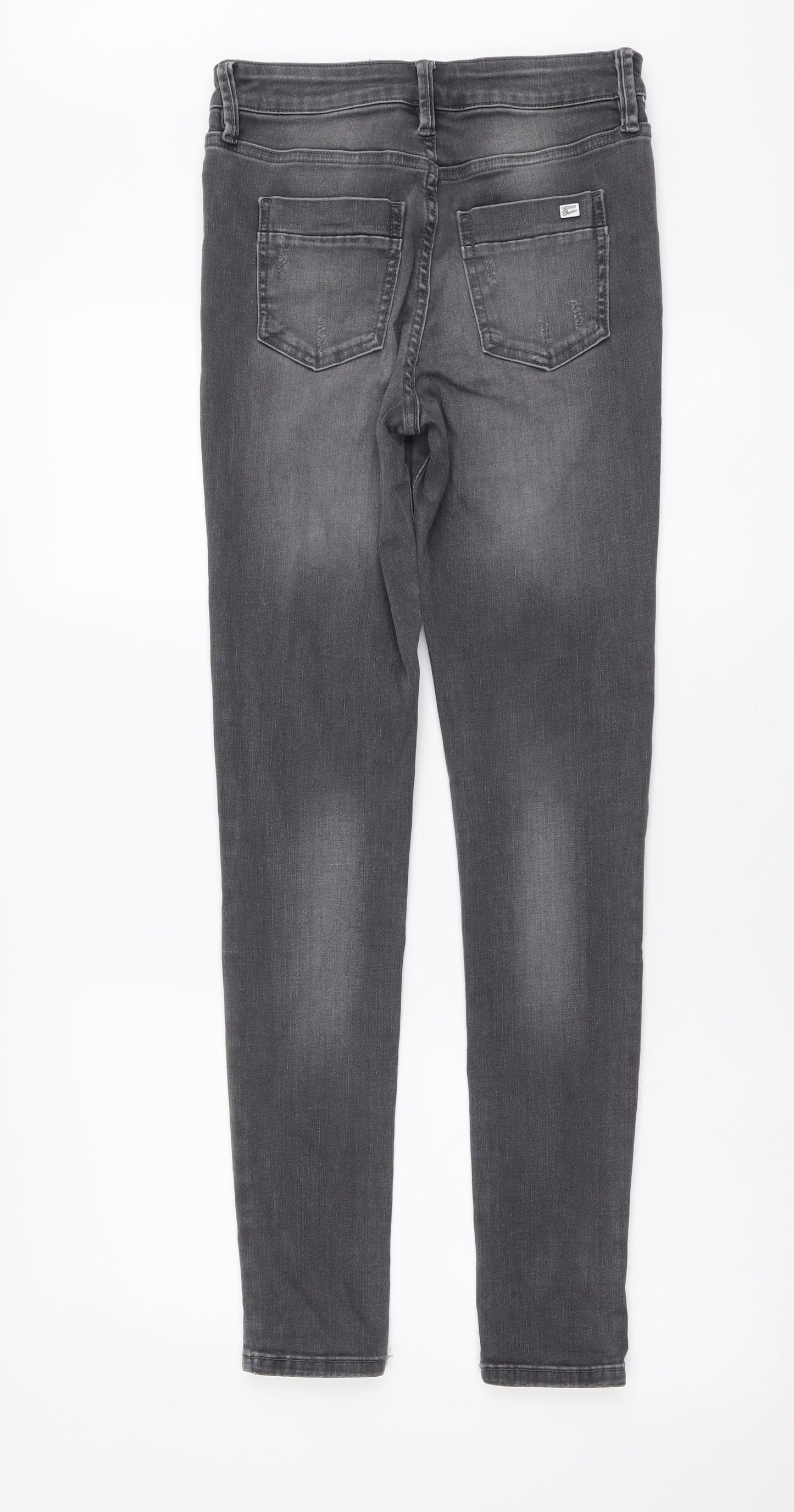 F&F Womens Grey Cotton Skinny Jeans Size 8 L30 in Regular Button