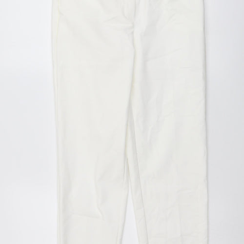 Marks and Spencer Womens Ivory Cotton Chino Trousers Size 8 L28 in Regular Button