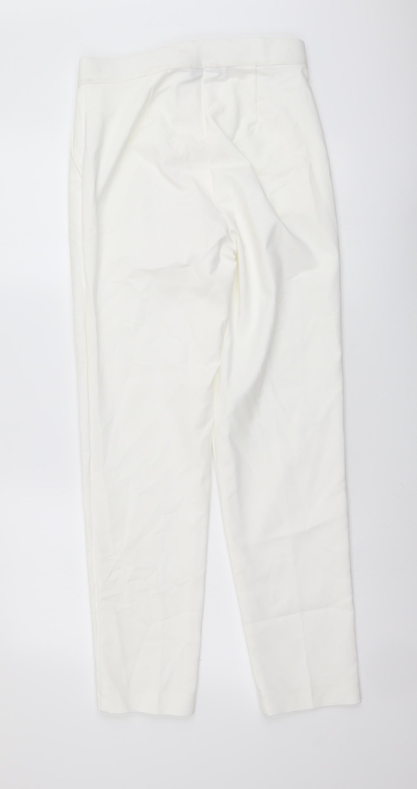 Marks and Spencer Womens Ivory Cotton Chino Trousers Size 8 L28 in Regular Button