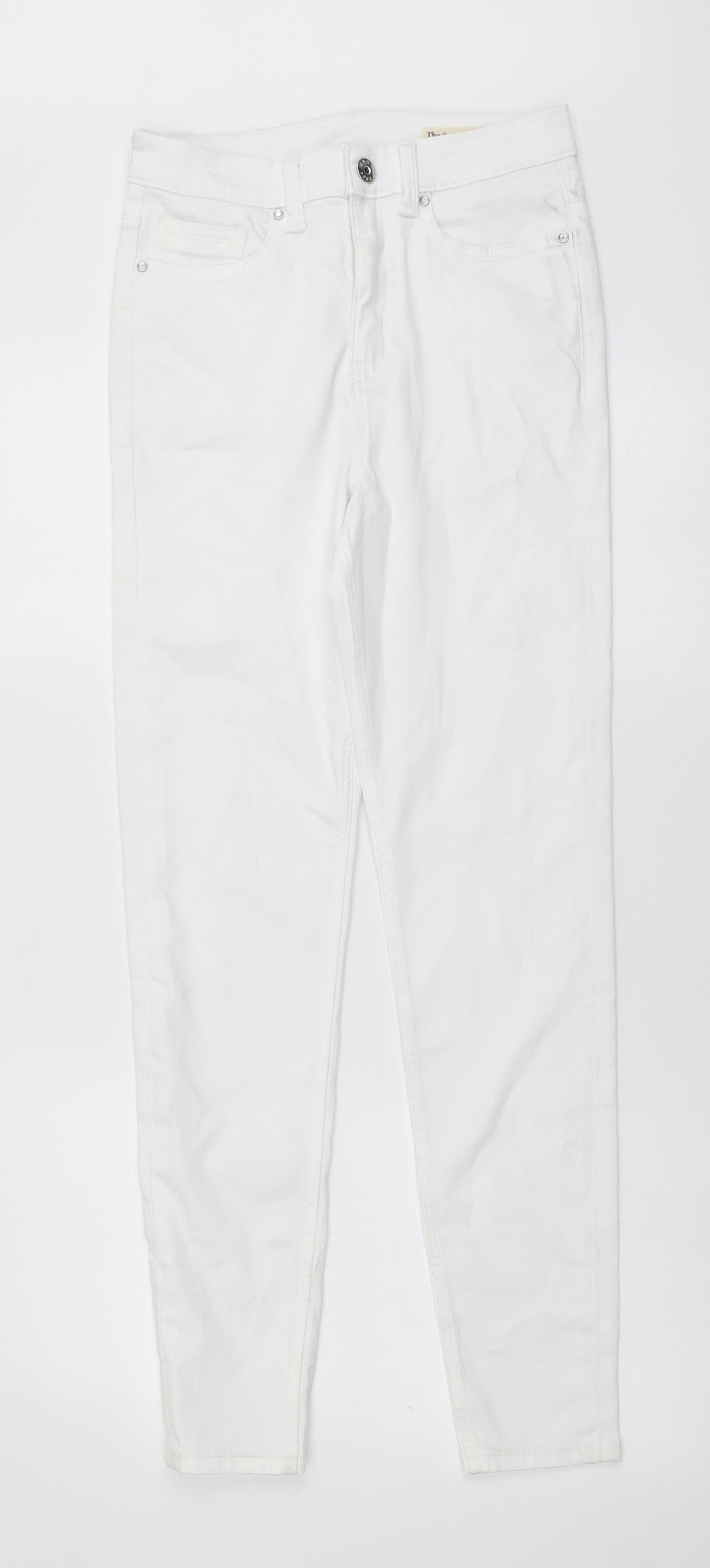 Marks and Spencer Womens White Cotton Skinny Jeans Size 8 L29 in Regular Button