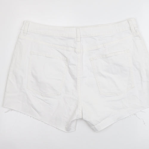 Marks and Spencer Womens White Cotton Mom Shorts Size 20 L4 in Regular Button