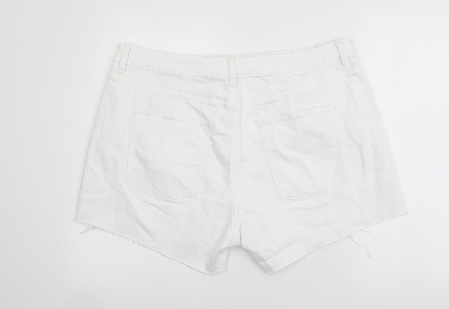 Marks and Spencer Womens White Cotton Mom Shorts Size 20 L4 in Regular Button