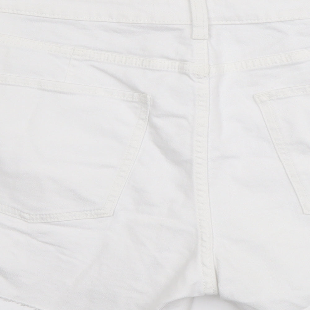 Marks and Spencer Womens White Cotton Mom Shorts Size 20 L4 in Regular Button