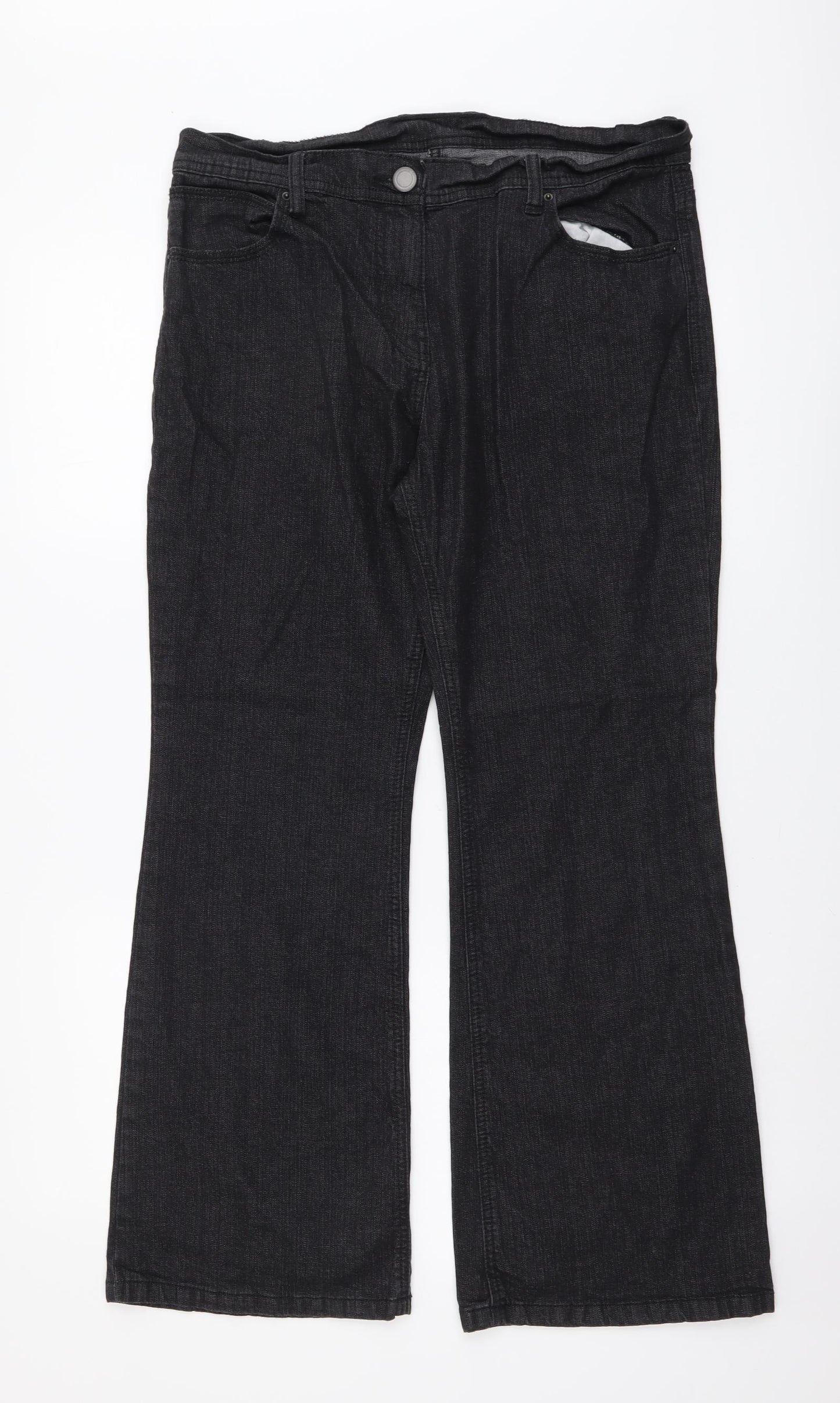 Marks and Spencer Womens Black Cotton Bootcut Jeans Size 14 L28 in Regular Button