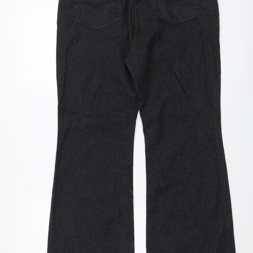 Marks and Spencer Womens Black Cotton Bootcut Jeans Size 14 L28 in Regular Button