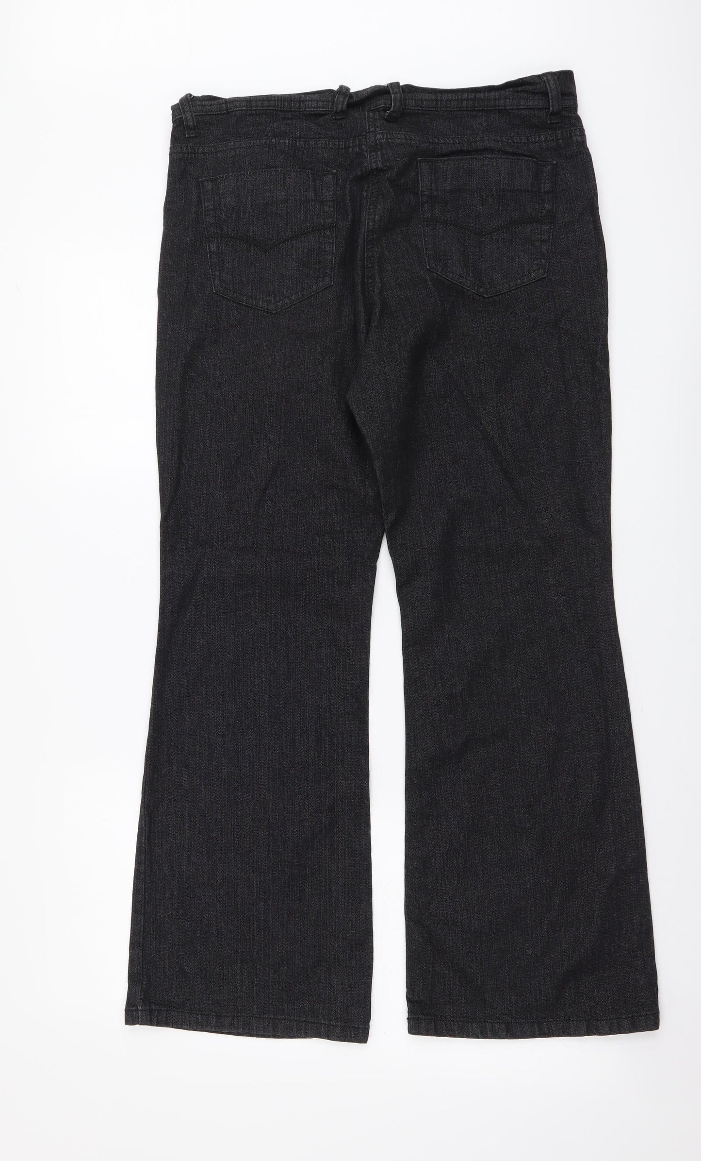 Marks and Spencer Womens Black Cotton Bootcut Jeans Size 14 L28 in Regular Button