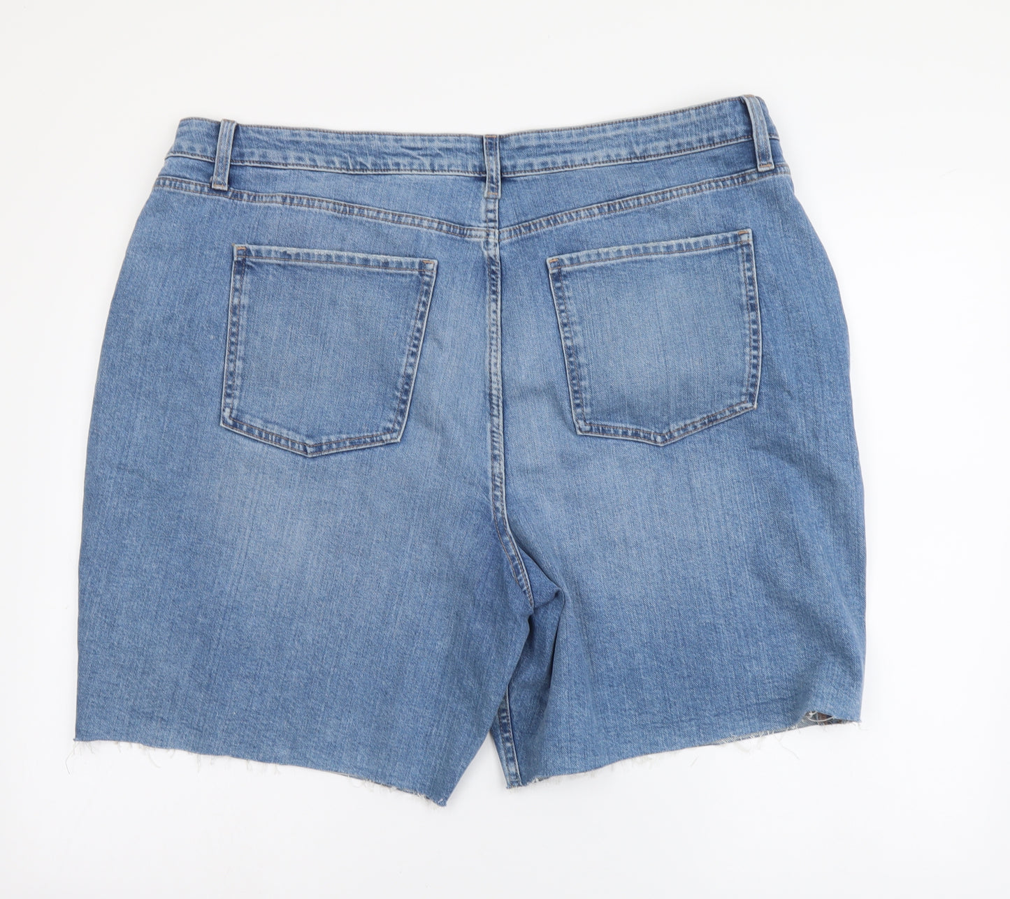 Marks and Spencer Womens Blue Cotton Bermuda Shorts Size 22 L8 in Regular Button