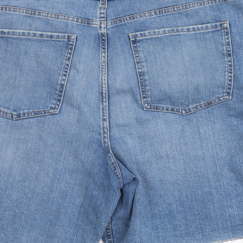 Marks and Spencer Womens Blue Cotton Bermuda Shorts Size 22 L8 in Regular Button