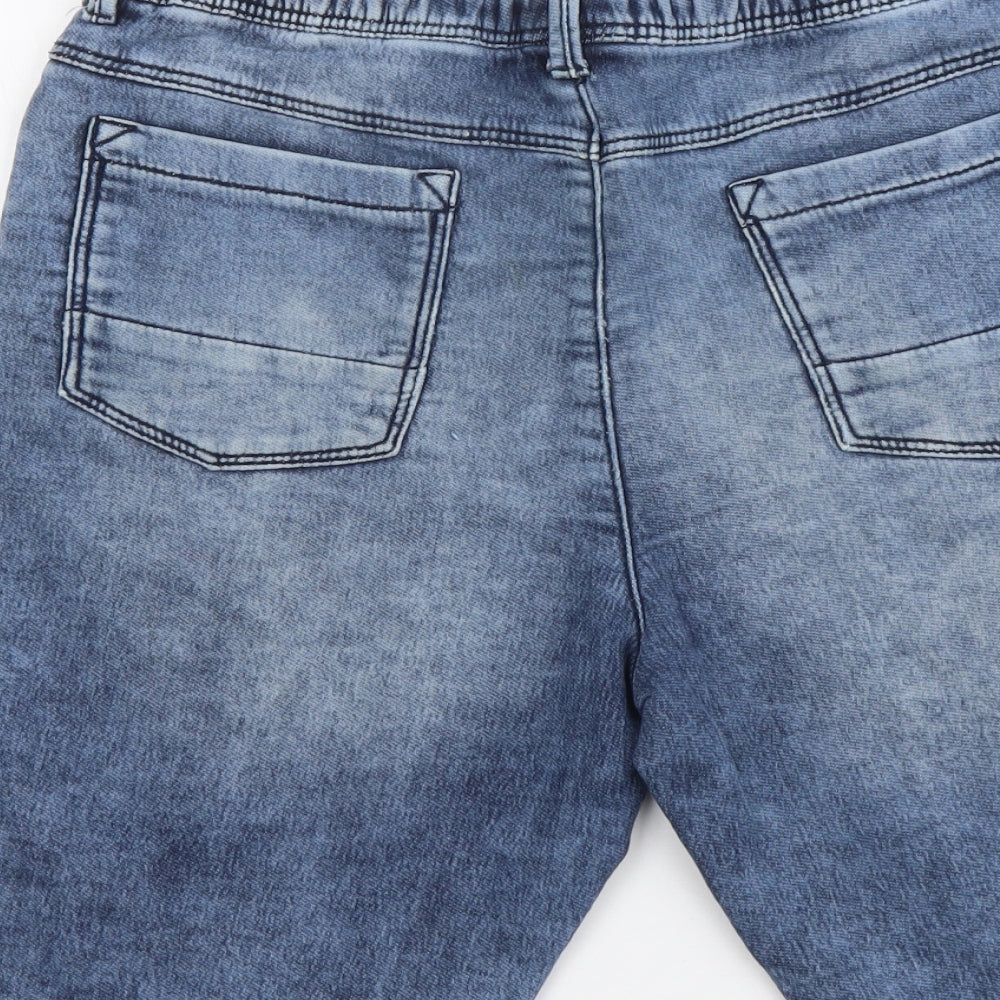 Marks and Spencer Boys Blue Cotton Chino Shorts Size 13-14 Years Regular Drawstring