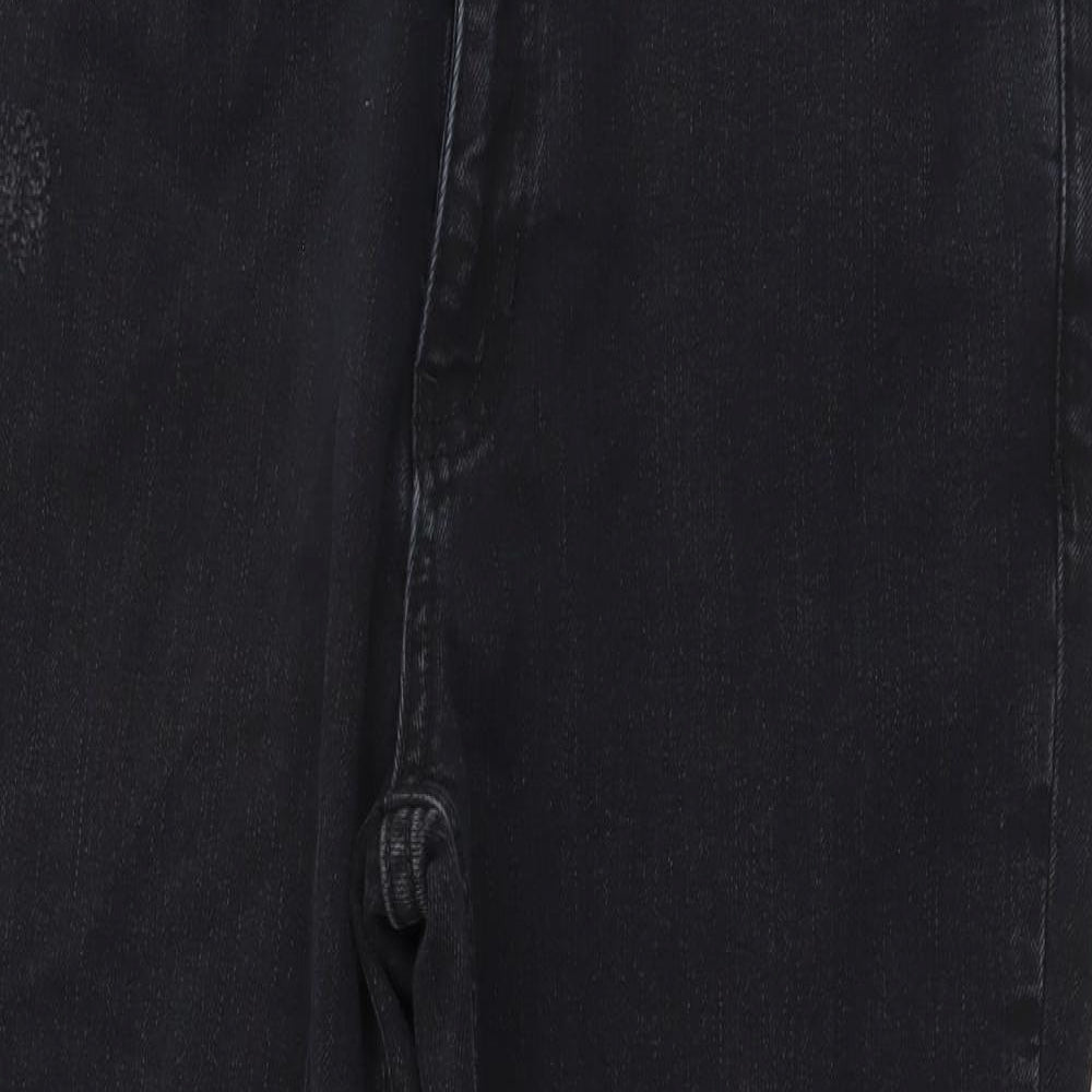 Marks and Spencer Womens Grey Cotton Straight Jeans Size 16 L26 in Slim Button