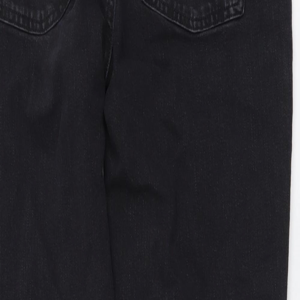 Marks and Spencer Womens Grey Cotton Straight Jeans Size 16 L26 in Slim Button