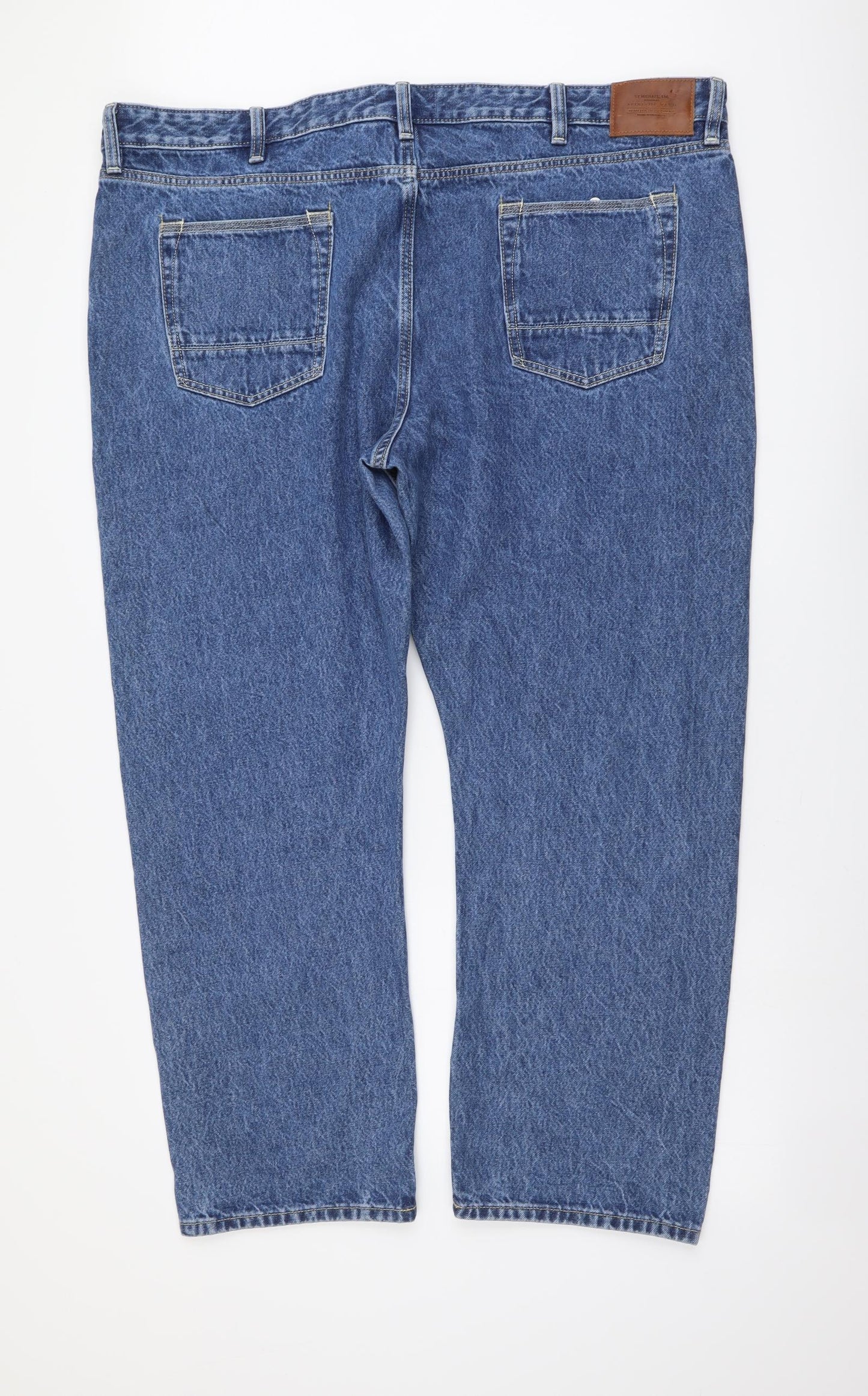 Marks and Spencer Mens Blue Cotton Straight Jeans Size 44 in L31 in Regular Button