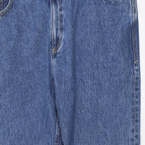 Marks and Spencer Mens Blue Cotton Straight Jeans Size 44 in L31 in Regular Button