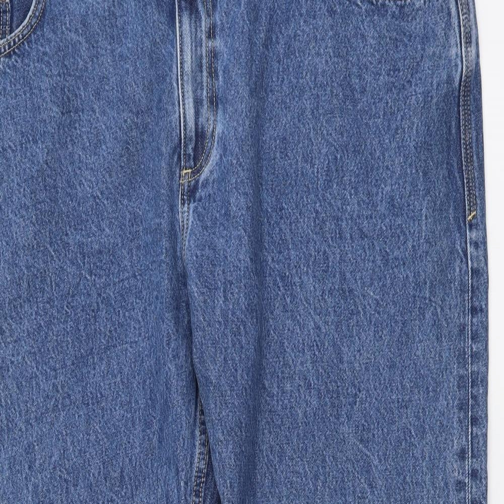 Marks and Spencer Mens Blue Cotton Straight Jeans Size 44 in L31 in Regular Button