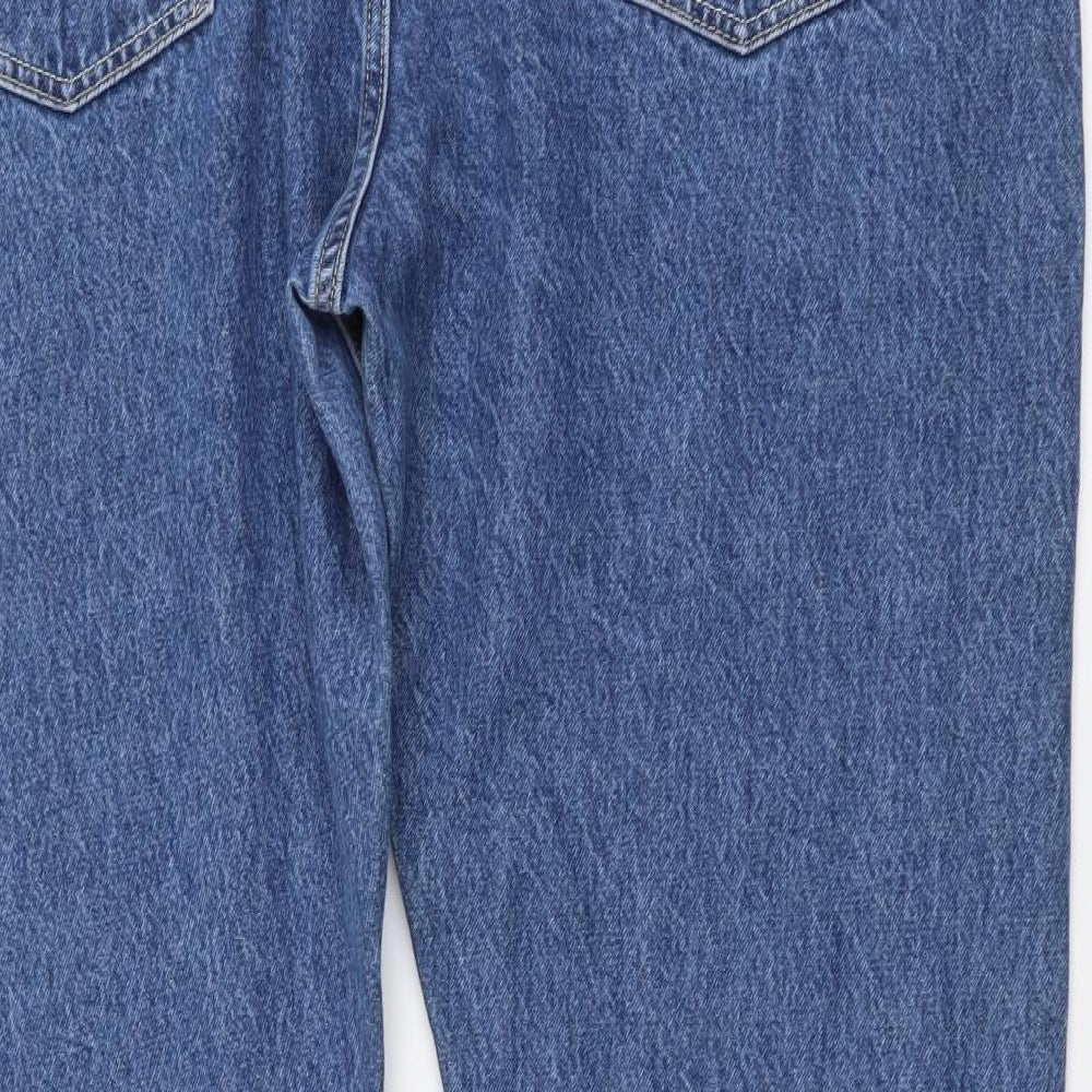Marks and Spencer Mens Blue Cotton Straight Jeans Size 44 in L31 in Regular Button