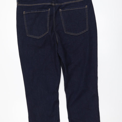 Marks and Spencer Womens Blue Cotton Cropped Jeans Size 16 L21 in Regular Button