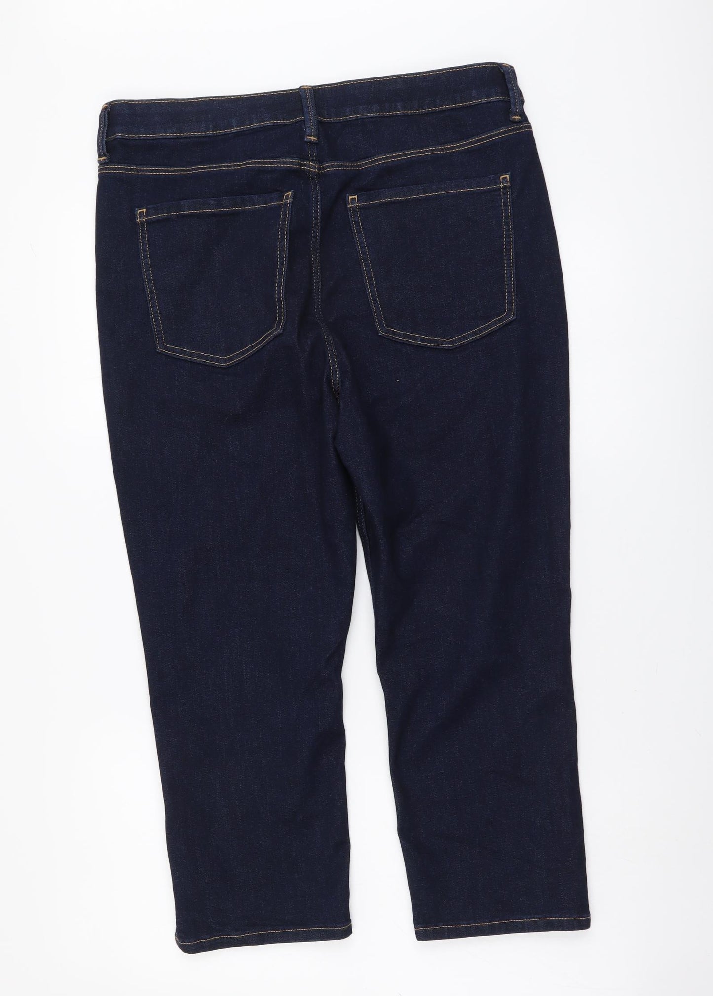 Marks and Spencer Womens Blue Cotton Cropped Jeans Size 16 L21 in Regular Button