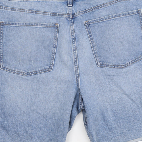 Marks and Spencer Womens Blue Cotton Cut-Off Shorts Size 18 L8 in Regular Button