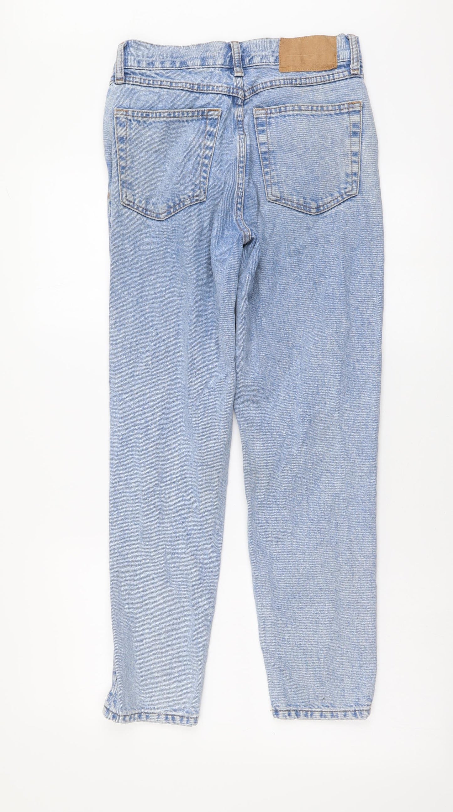 Pull&Bear Womens Blue Cotton Mom Jeans Size XS L27 in Regular Button