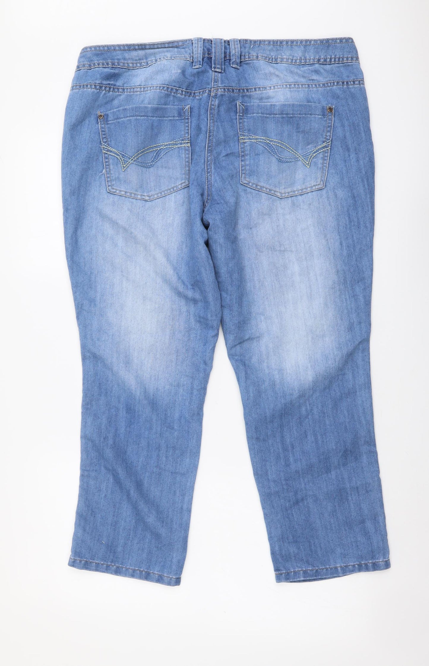 NEXT Womens Blue Cotton Cropped Jeans Size 14 L26 in Regular Button