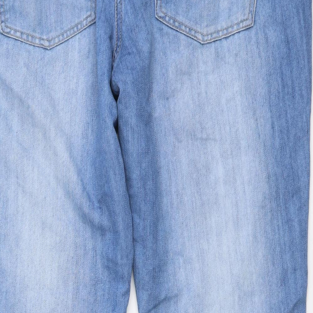 NEXT Womens Blue Cotton Cropped Jeans Size 14 L26 in Regular Button