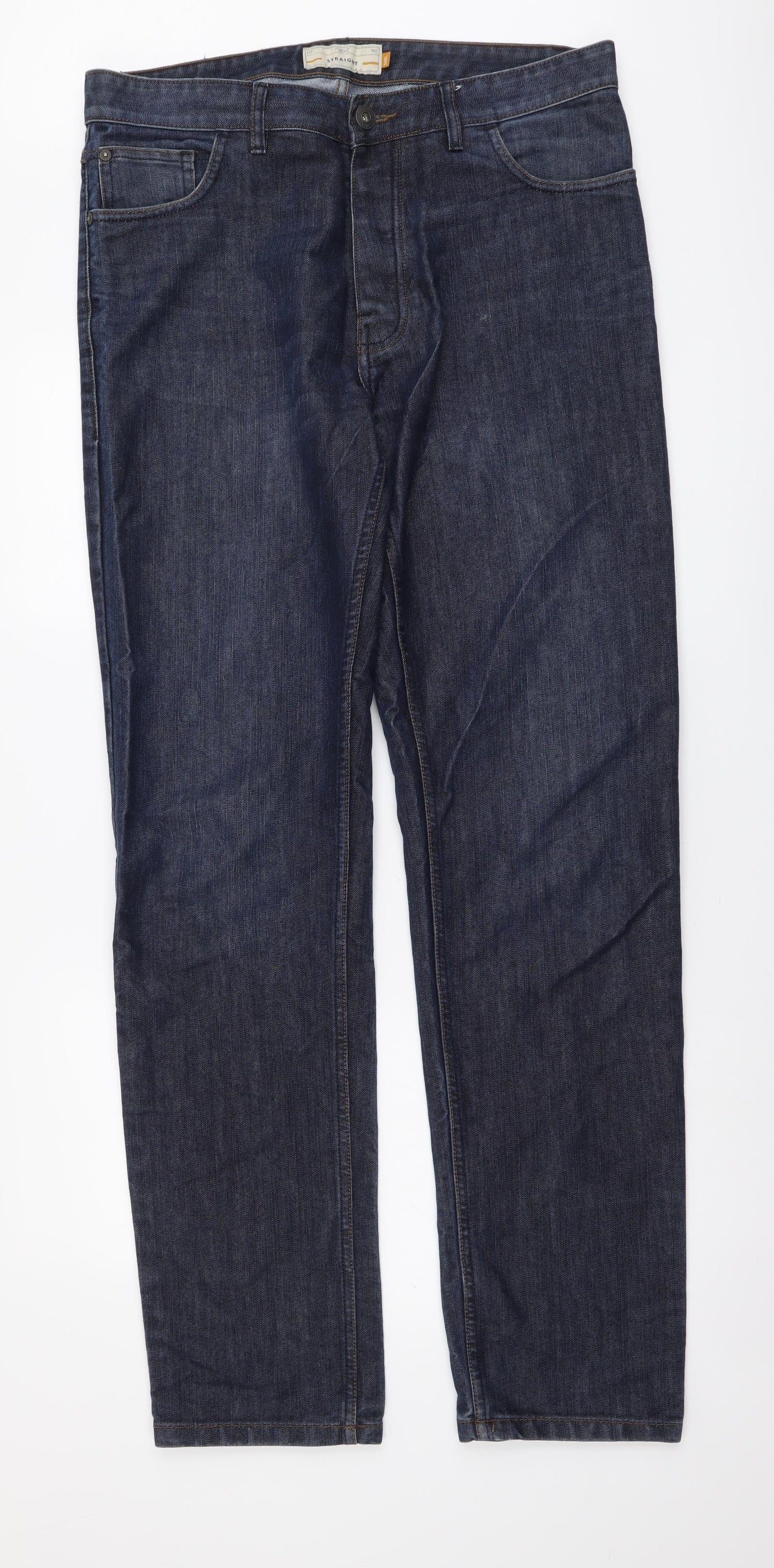 NEXT Mens Blue Cotton Straight Jeans Size 34 in L35 in Regular Button