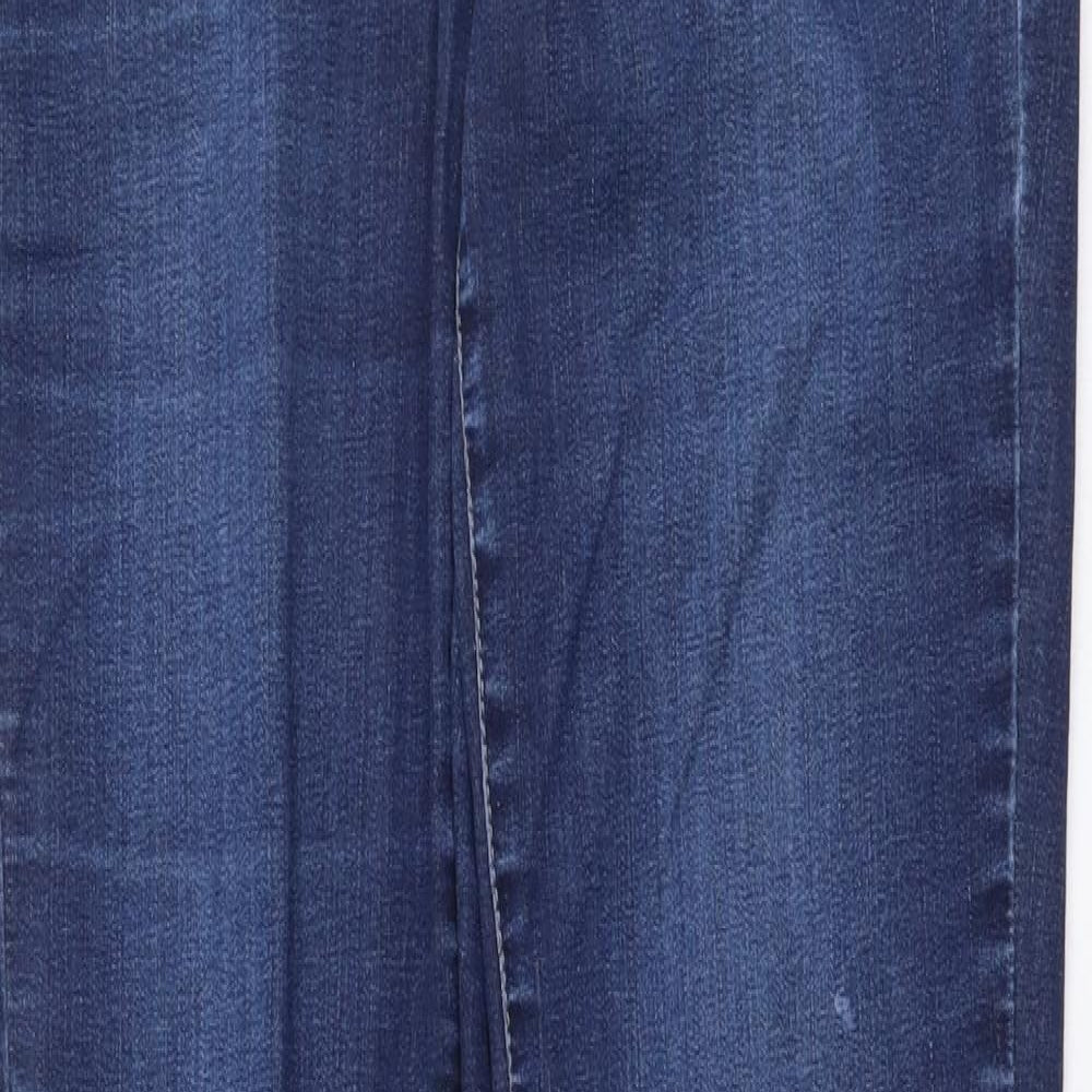 NEXT Womens Blue Cotton Straight Jeans Size 14 L30 in Slim Button