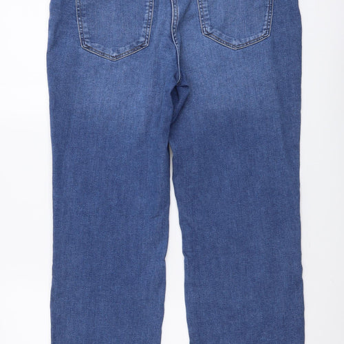 NEXT Womens Blue Cotton Cropped Jeans Size 12 L24 in Regular Button