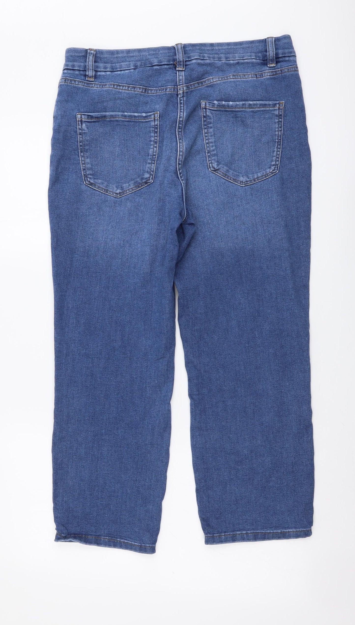 NEXT Womens Blue Cotton Cropped Jeans Size 12 L24 in Regular Button