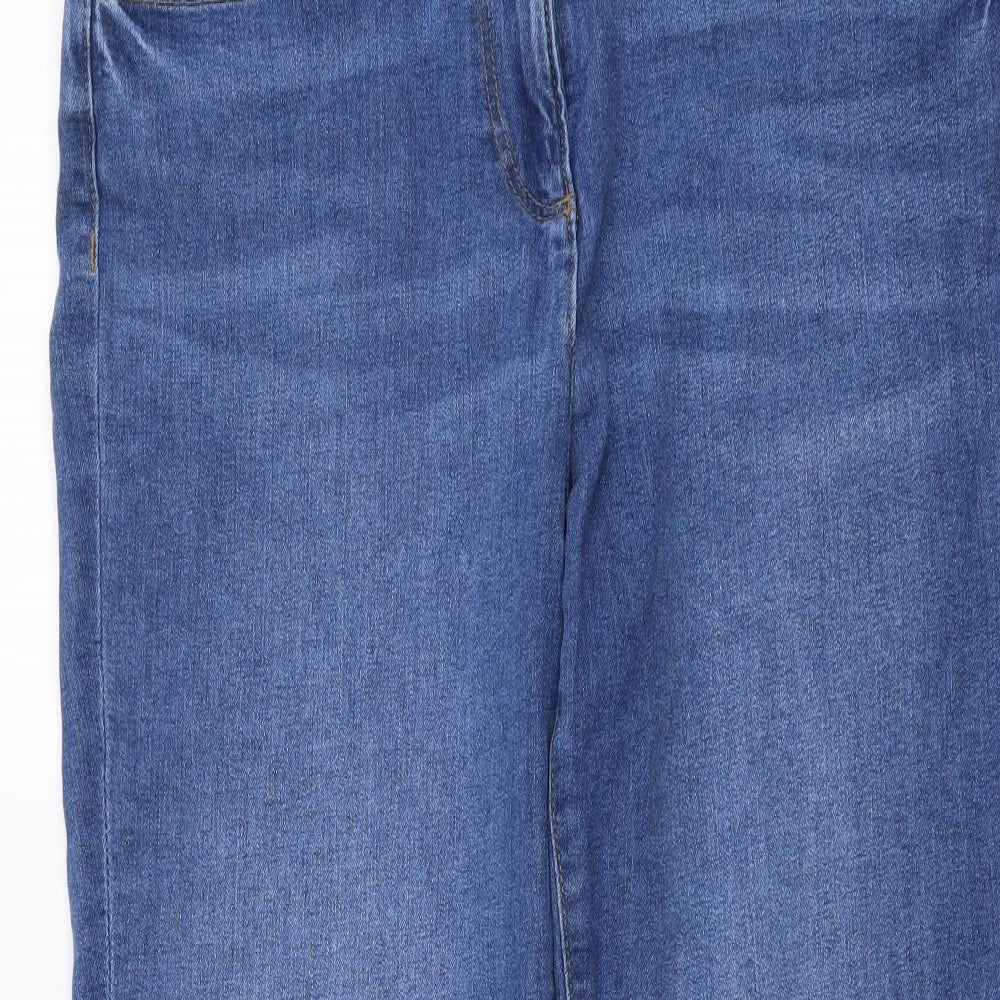 NEXT Womens Blue Cotton Cropped Jeans Size 12 L24 in Regular Button