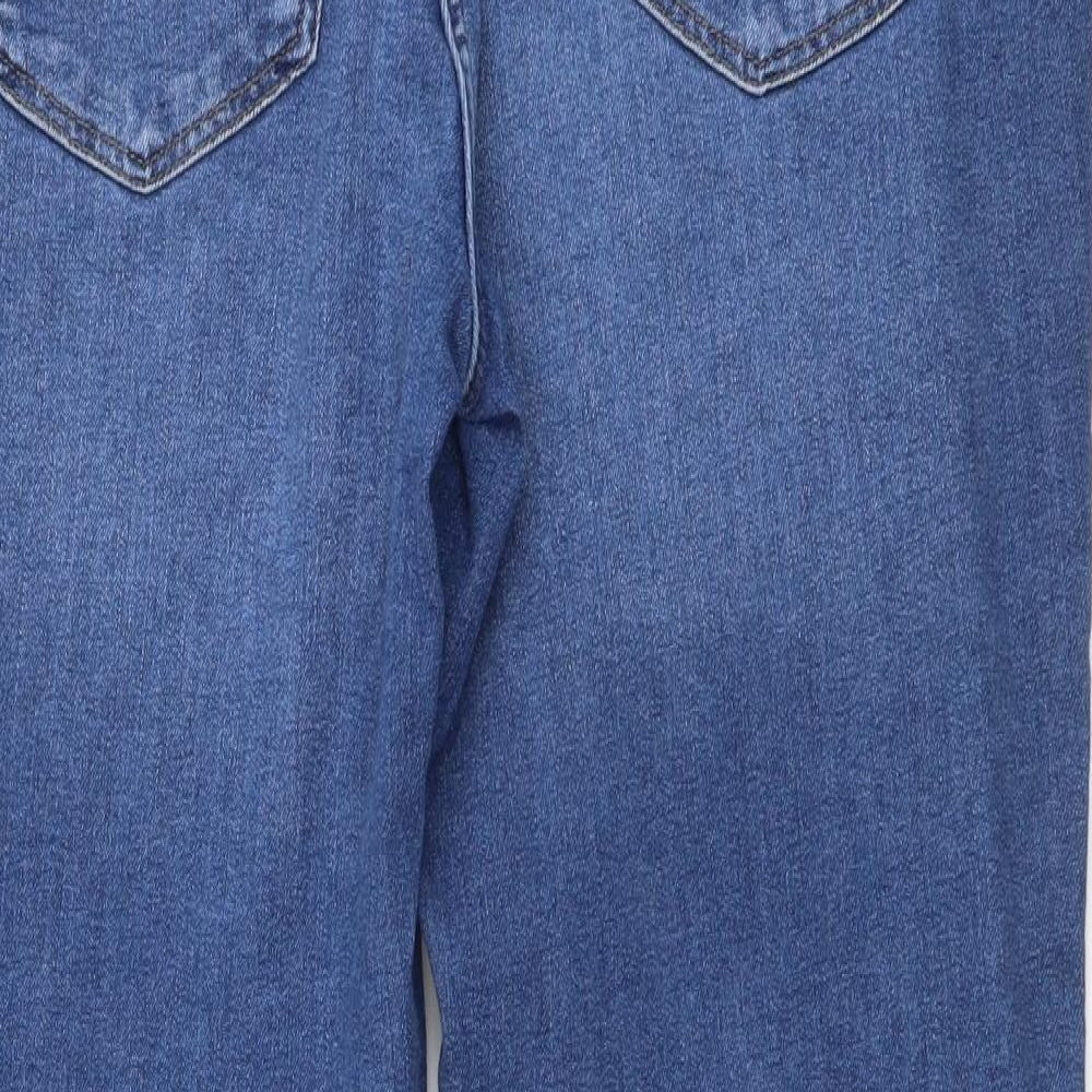 NEXT Womens Blue Cotton Cropped Jeans Size 12 L24 in Regular Button