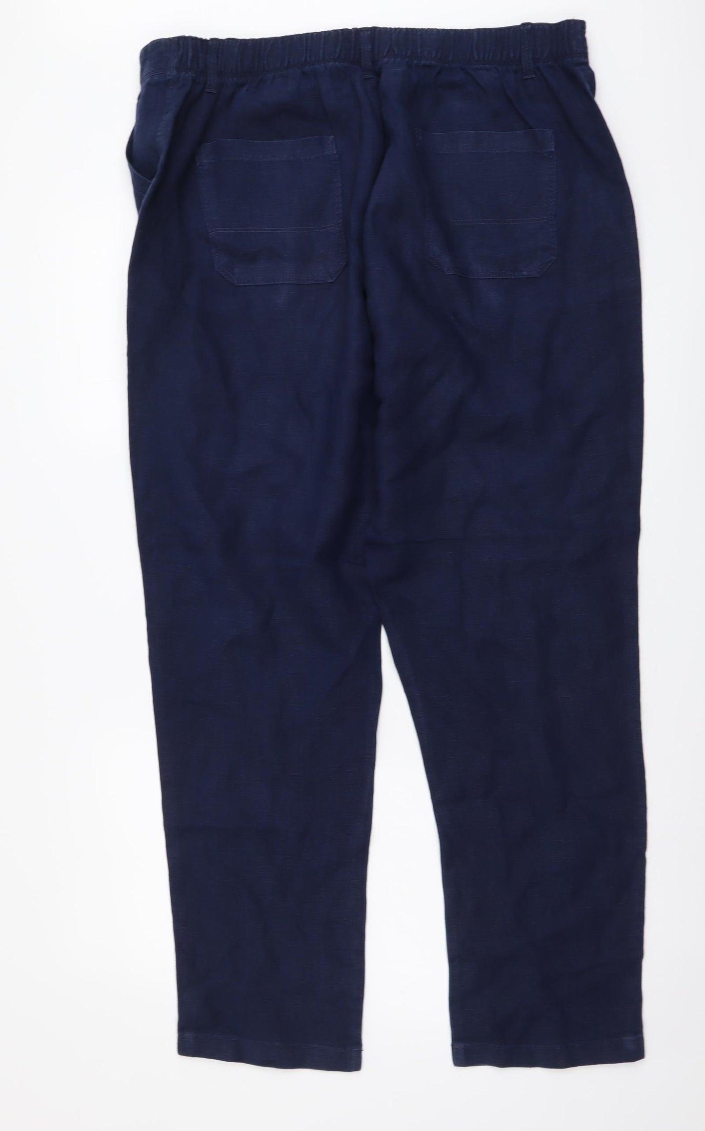 Marks and Spencer Womens Blue Linen Trousers Size 16 L30 in Regular