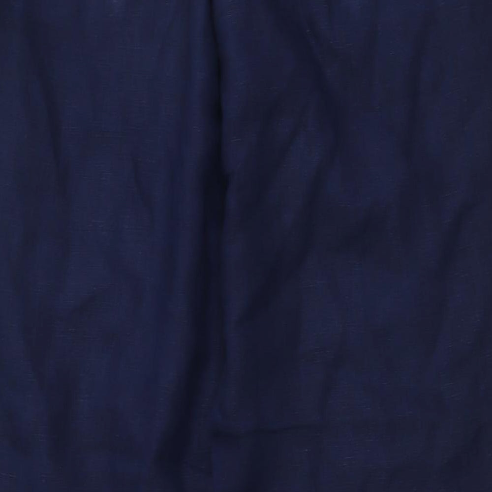 Marks and Spencer Womens Blue Linen Trousers Size 16 L30 in Regular