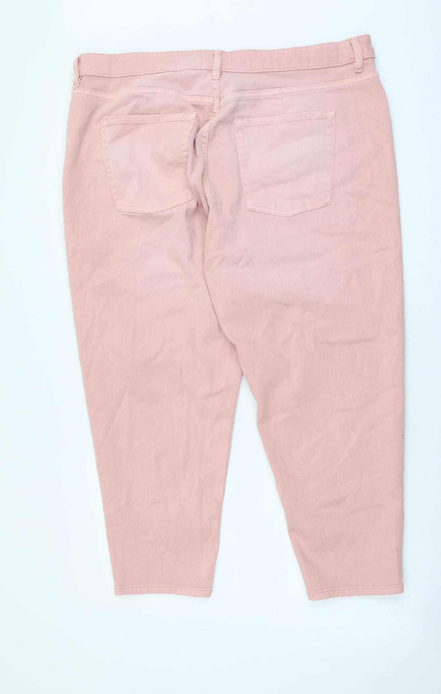 Marks and Spencer Womens Pink Cotton Mom Jeans Size 20 L25 in Regular Button