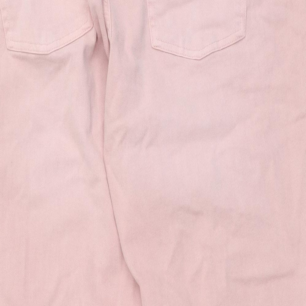 Marks and Spencer Womens Pink Cotton Mom Jeans Size 20 L25 in Regular Button