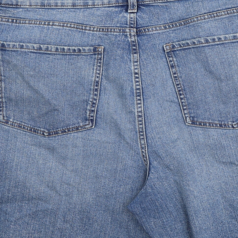 Marks and Spencer Womens Blue Cotton Bermuda Shorts Size 22 L8 in Regular Button