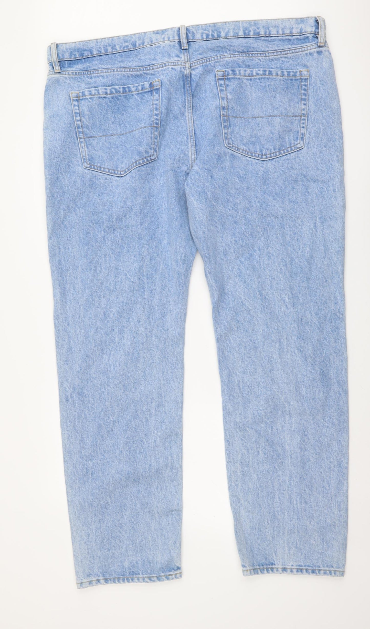 Marks and Spencer Mens Blue Cotton Straight Jeans Size 44 in L33 in Regular Button
